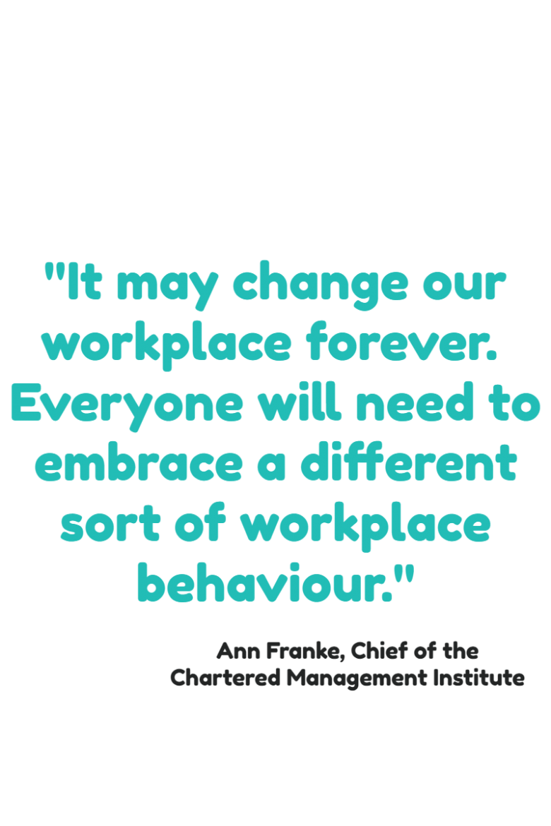 Quote from Ann Frankw about how the Corona Virus is changing how we work, particularly around remote working - "It may change our workplace forever. Everyone will need to embrace a different sort of workplace."