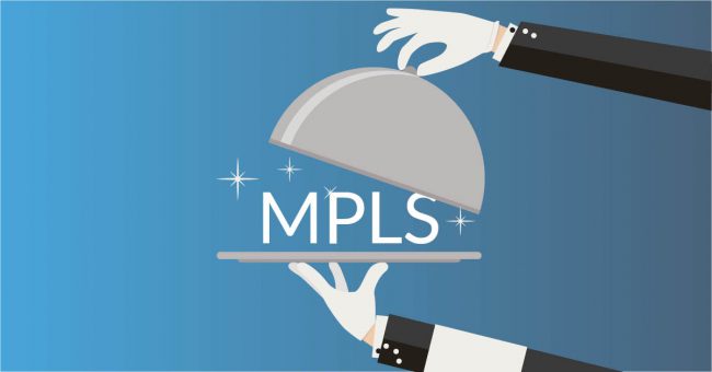 Serving dish with a waiter revealing an MPLS 'meal'.  image supports the content by graphically illustrating that businesses looking at investing in an MPLS network should ask the right questions so that they fully understand the service that they are purchasing