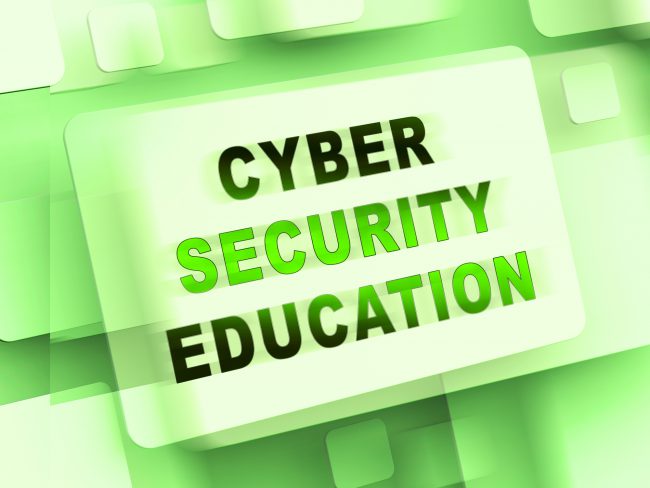 Green background image with the words cyber security education