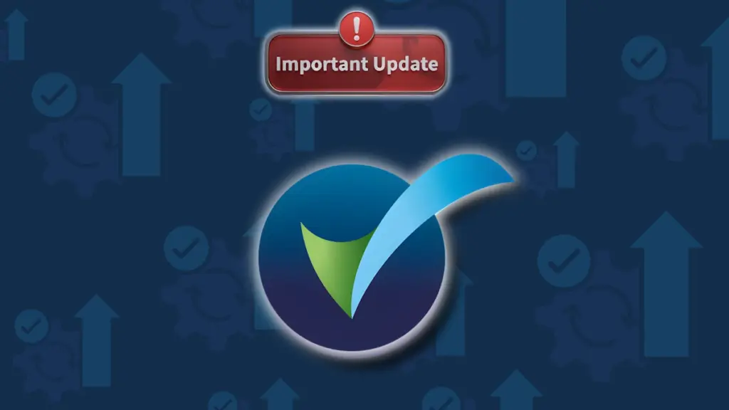 Important update banner above a blue and green tick logo, representing changes to Cyber Essentials