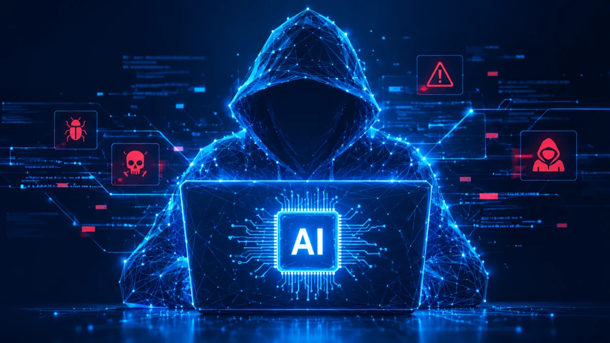 Illustration representing the safe use of AI in the workplace