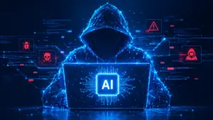 Illustration representing the safe use of AI in the workplace